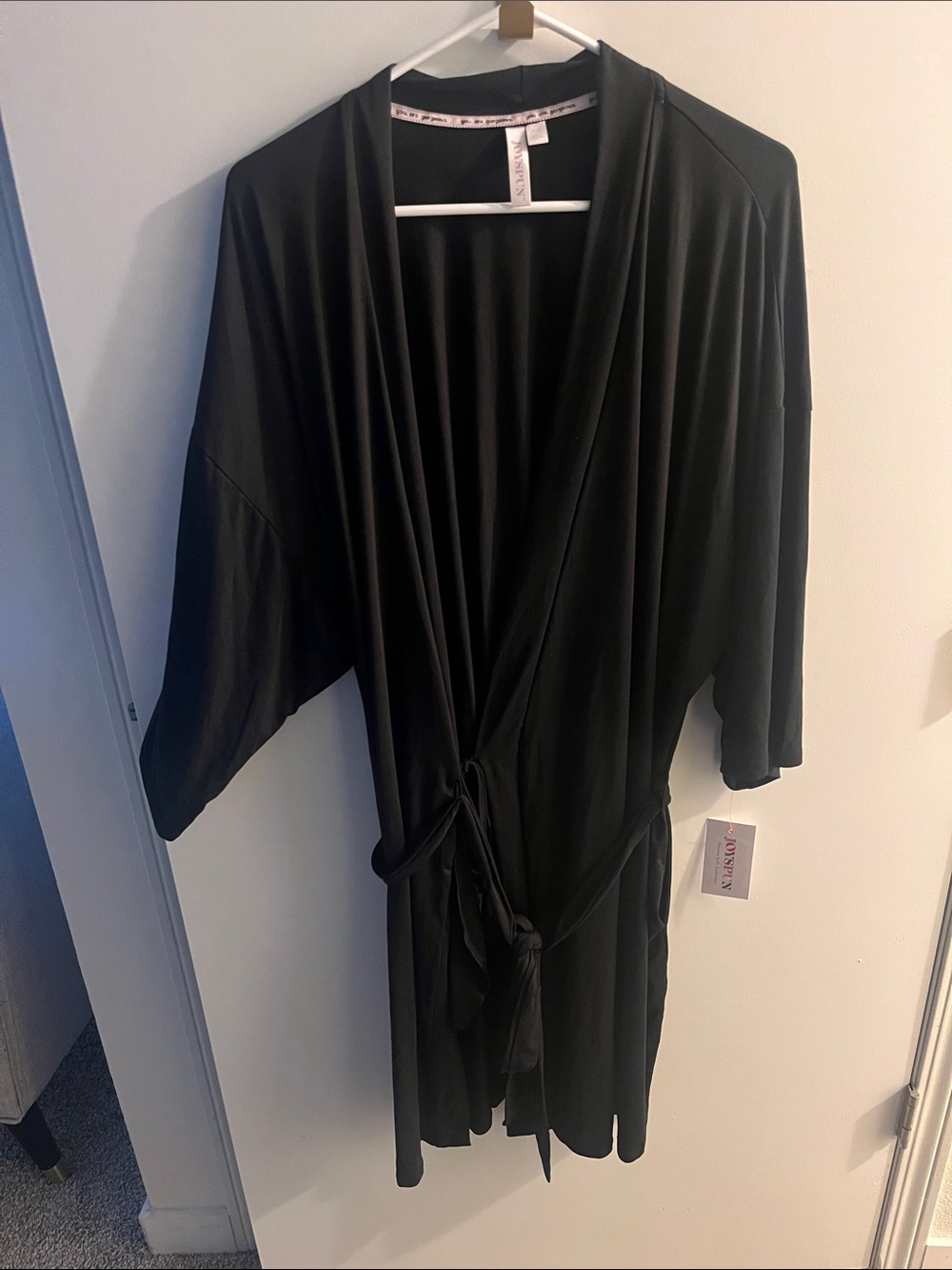 Joyspun Black Robe with Tie Waist SZ 2X/3X